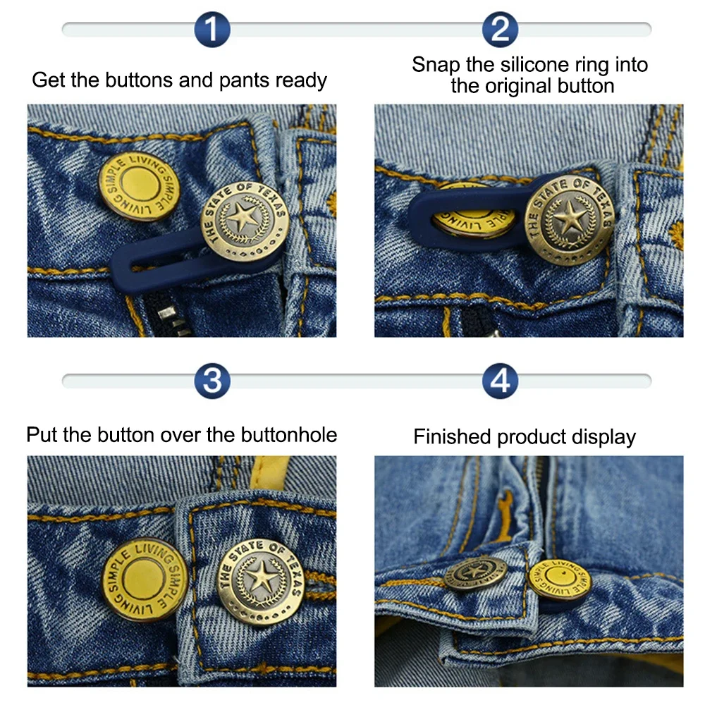 Magic Metal Button Extender for Pants Jeans - Adjustable Waistband Expander