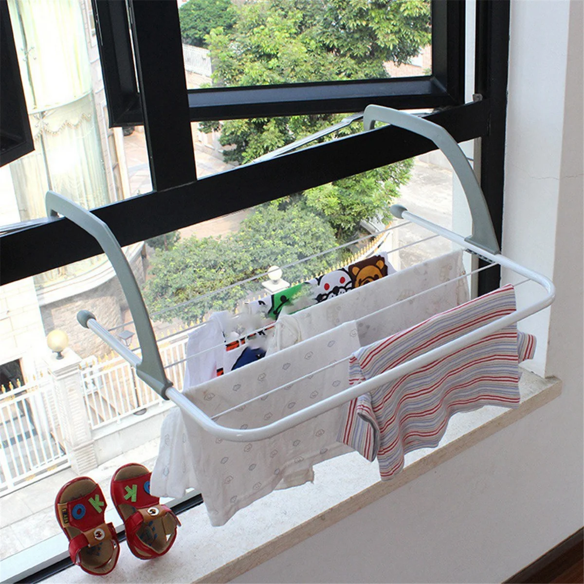 Foldable Storage Hanger Clothes Drying Rack Balcony Socks Shoe Hanger Multifunctional Towel Rack 55x32cm