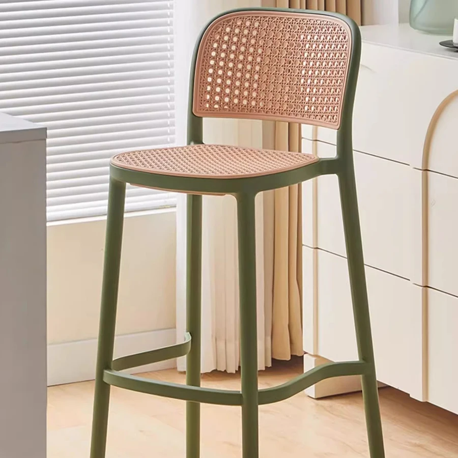 Green Rattan Bar Chair Vintage Exclusive Girly Square Vanity Office Bathroom European Recliner Chair Cafe Sedie Salon Furniture