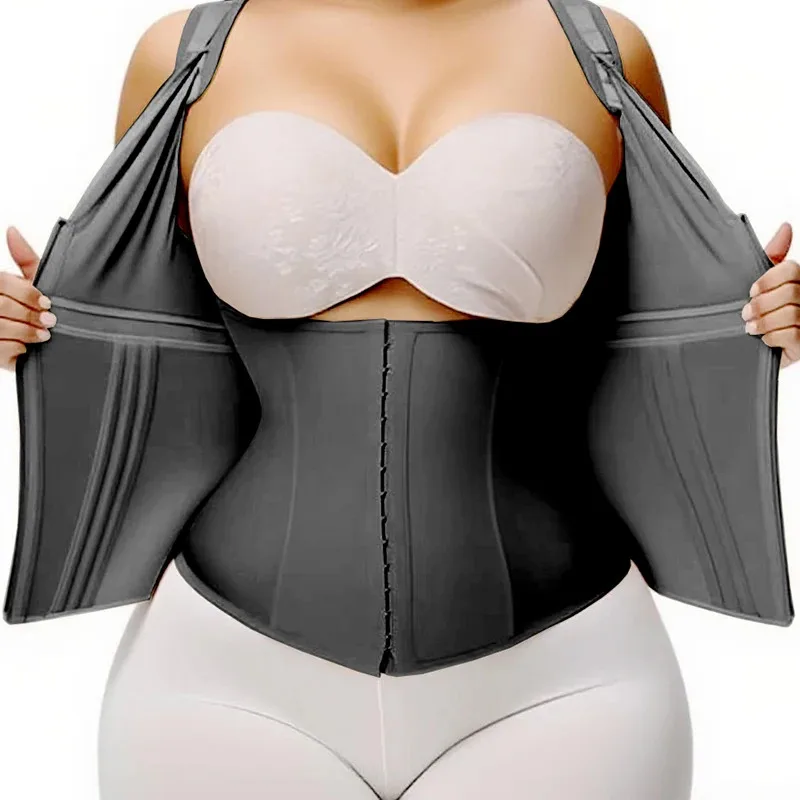 

Корректирующий жилет-корсет AfruliA XXXS Fajas Colombian Girdles с высокой компрессией, на молнии и крючках, для утяжки талии и плоского живота