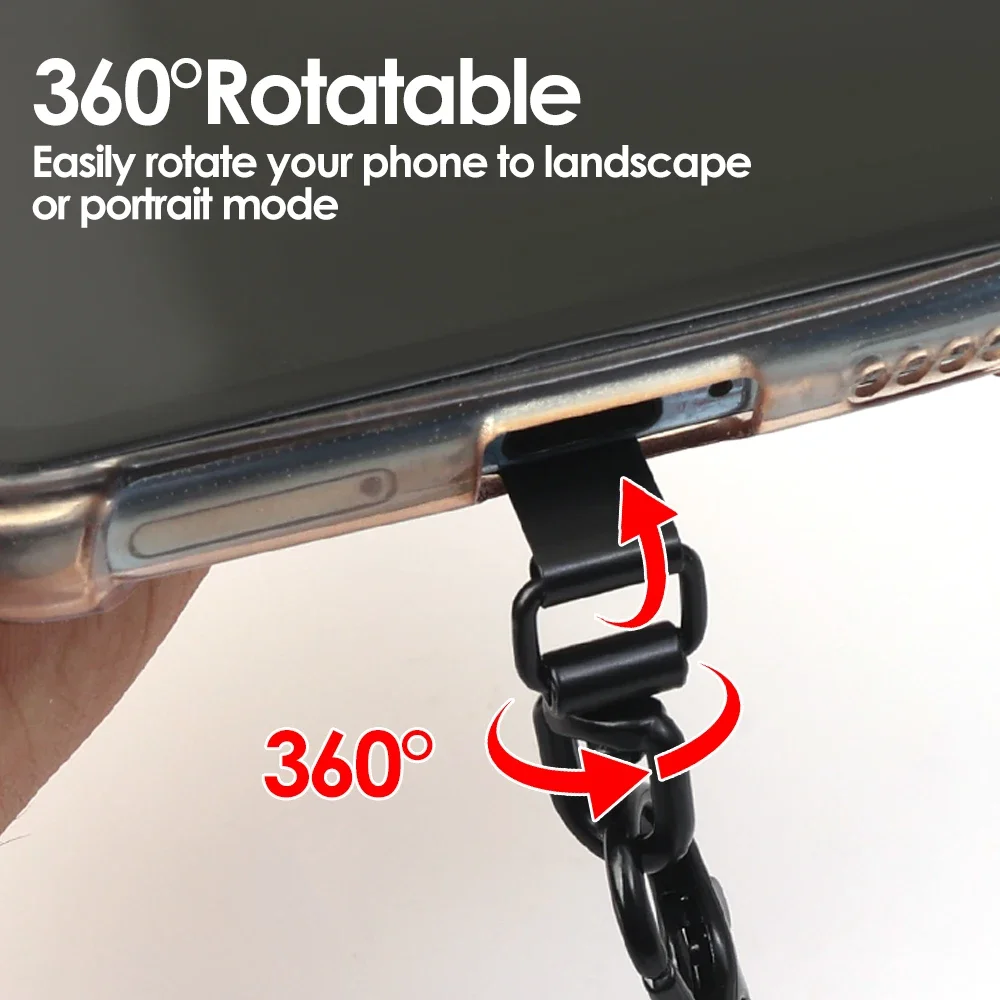 3-1PCS 360 Degree Rotatable Metal Gaskets Universal Phone Lanyard Tether Tab Stainless Steel Patch Clips Connector for IPhone