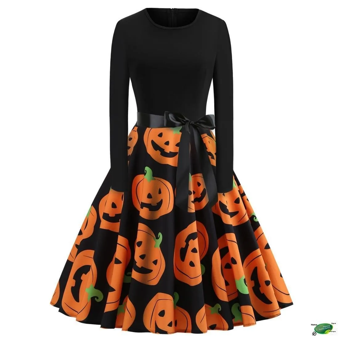 loween Fly Costume Court Dr Pumpkin Outfit Kids Long Skirt High Waist Bell Sve round Ne Gown for Children
