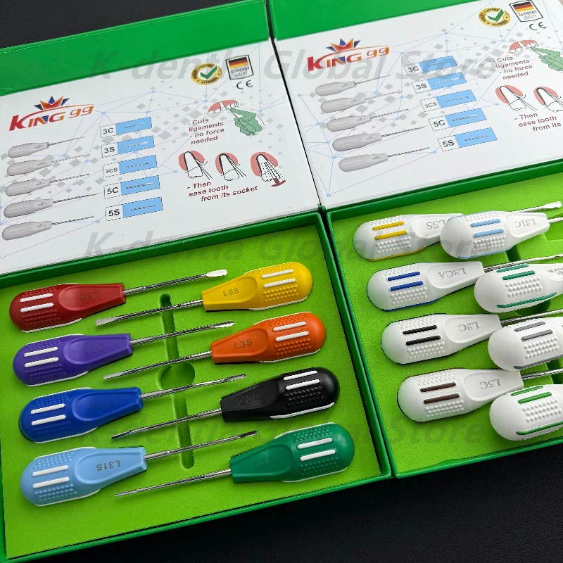 8Pcs/Set Dental Luxating Elevator Curved Root Elevator Minimally Invasive Tooth Extracting Set Dental Instruments