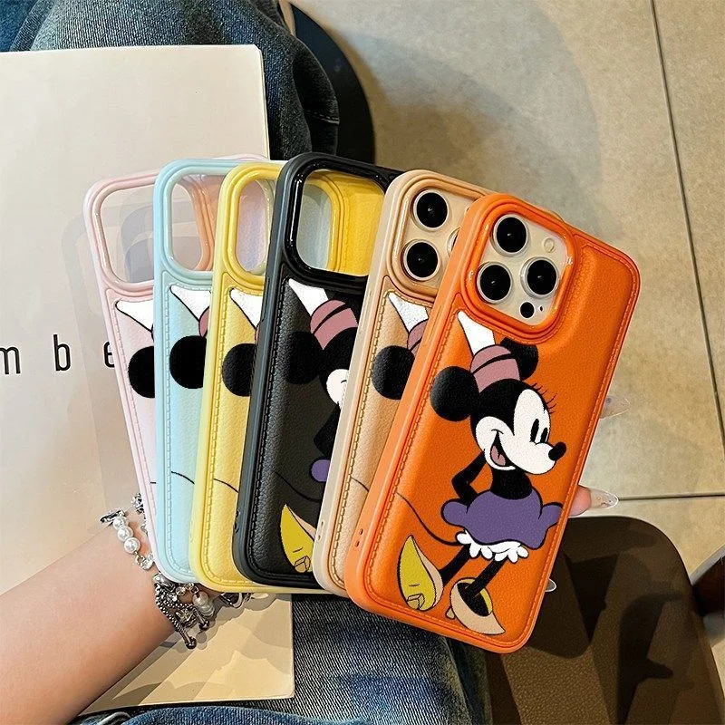 

Anime Cute Mickey And Minnie Couple Set Case For iphon 11 12 13 14 15 16 17 Pro Max Plus Air Dermatoglyph Bulge Anti-fall Cover