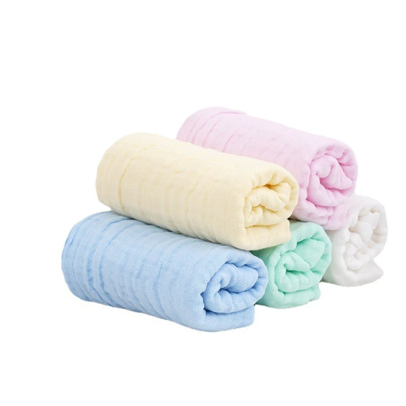 5pcs Set Baby Cotton 6-Layer Gauze Square Towels Newborn Solid Color Bibs Can Bite Infant Soft Washing Face Scarf