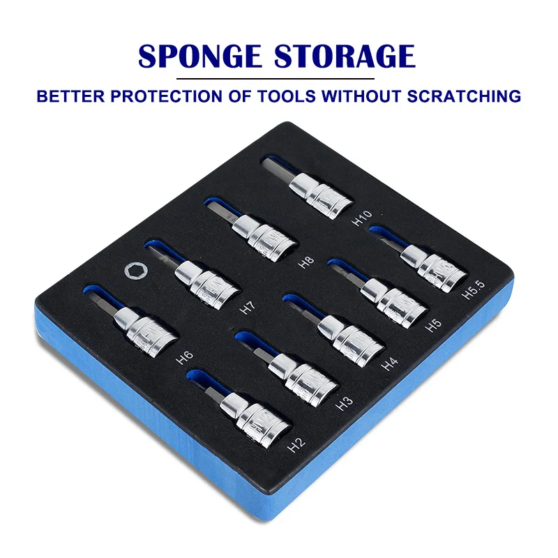 3/8 Inch Hex Bit Socket Set Sturdy Allen Key Sockets Professional 3/8inch Drive Drill Metric Tools Kit Durable Impact Socket Set