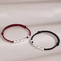 La Monada Red Thread For Hand 999 Pure Silver Bracelets Women String Silver 999 Women Bracelet Bamboo Tube Couple