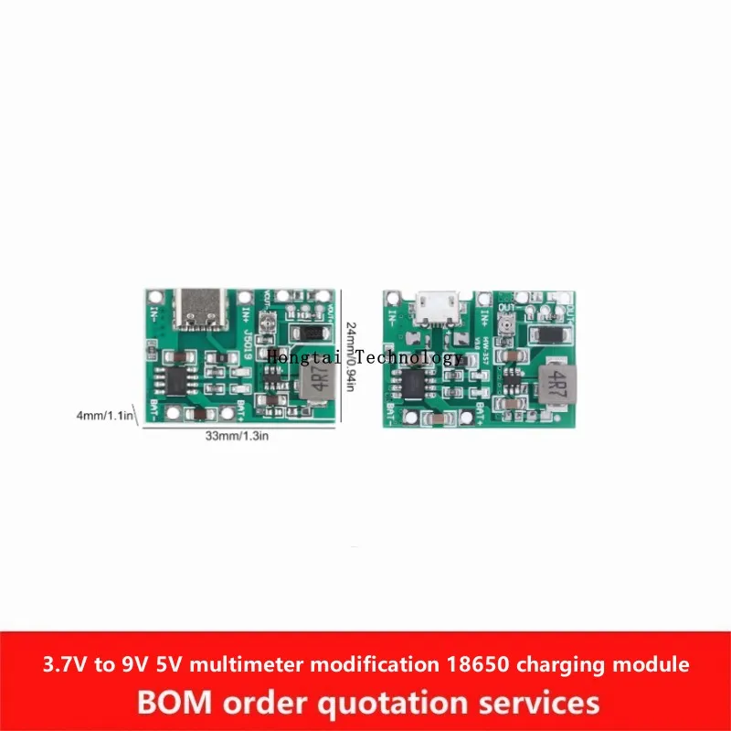 3.7V to 9V 5V Multimeter Modified 18650 Li-ion Battery Charge Boost Discharge All-in-One Adjustable Module 2A Micro Type-C