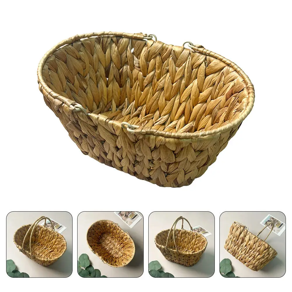 織物収納バスケットハンドル付き素朴なオーガナイザースナックフルーツ野菜卵バスケット家庭用品雑貨入れ