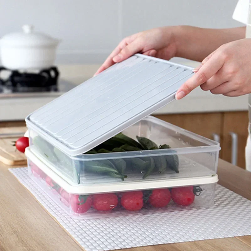 Boîte de rangement des aliments pour réfrigérateur, style japonais, plastique carré monocouche scellé, grandes boîtes transparentes de classification