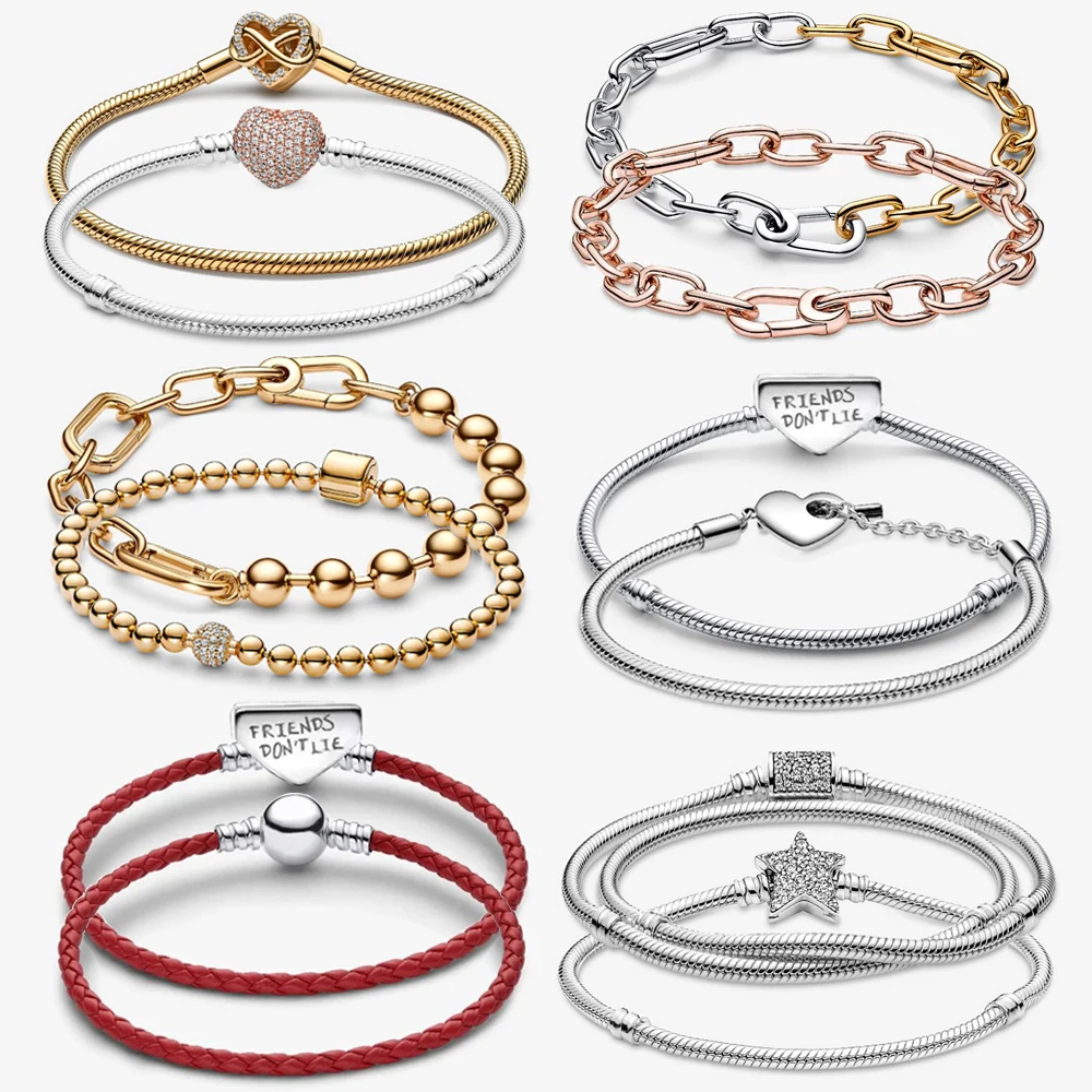 

2026 New 925 Silver Shining Inlaid Love Heart Bead ME Cuban Leather Rope Weaving Bracelet DIY Exquisite Charm Jewelry Gift