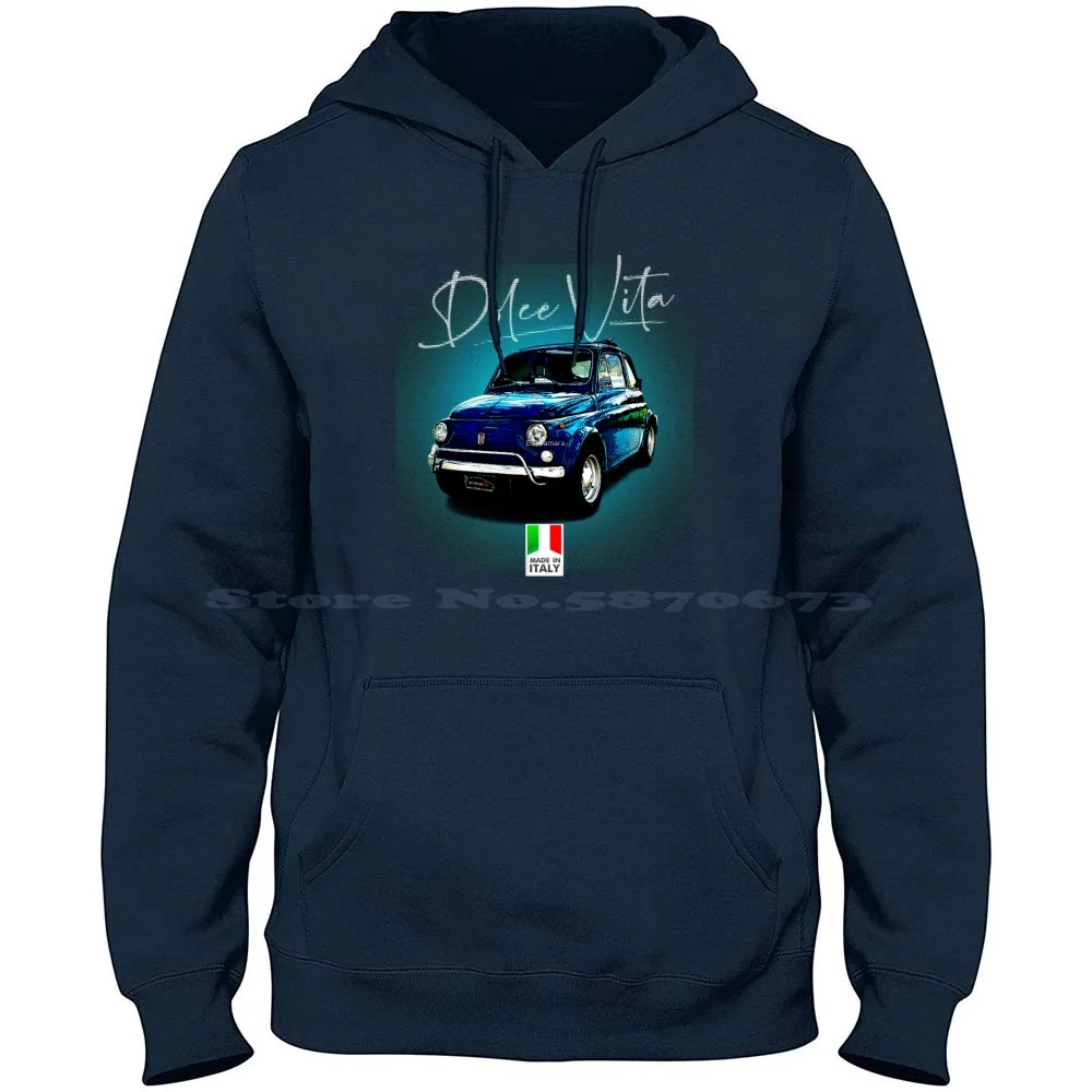 Fiat 500 100% Cotton Hoodie Fiat 500 Italy Italian Abarth Vintage Cars Retro Classic Car Race Rally