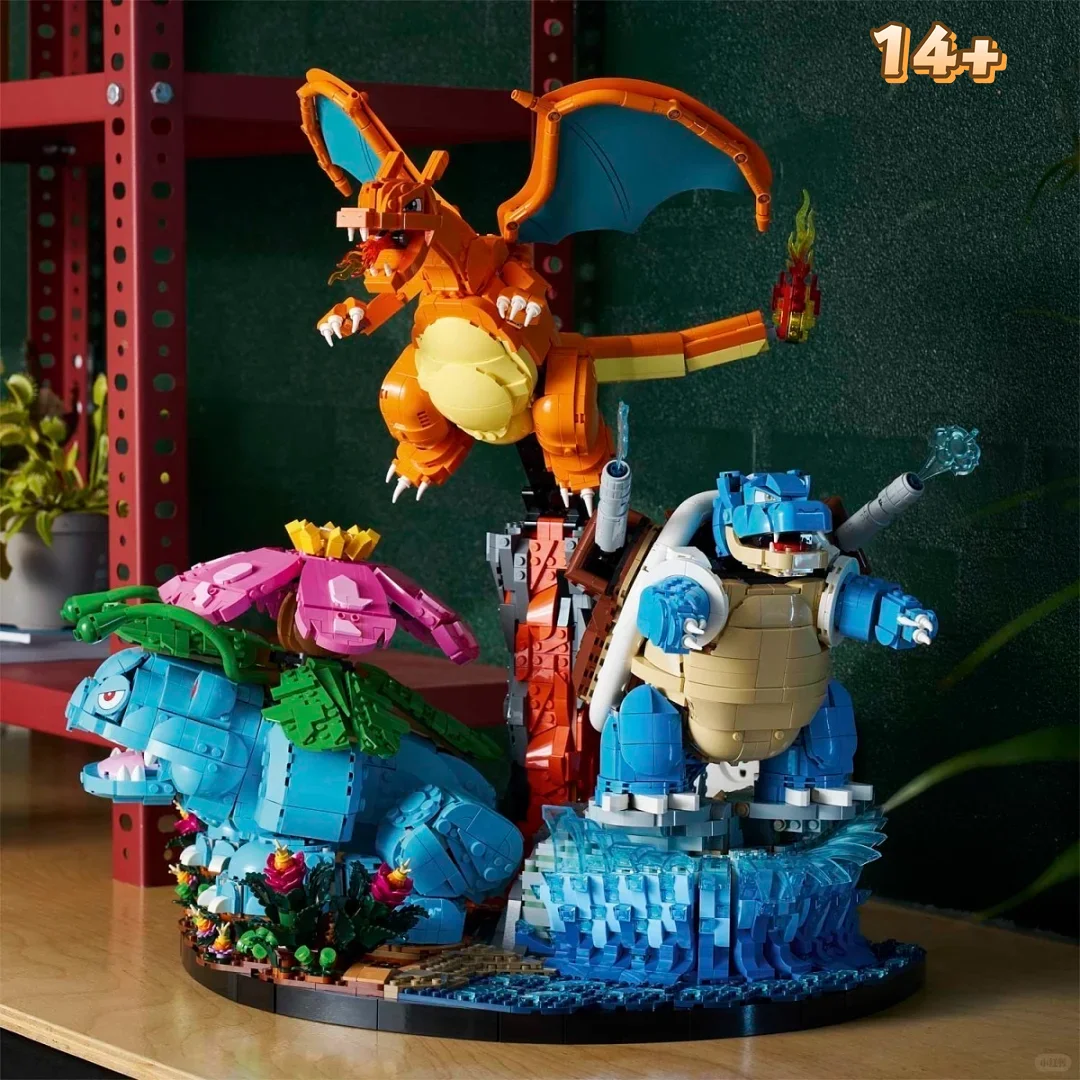 Nouveauté 2026 – Jeu populaire de 6838 pièces : Modèles de blocs de construction Magiques Elf Pet Pocket Venusaur, Charizard, Blastoise 72153 – Jouets pour cadeau d'anniversaire