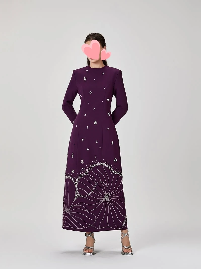 

Oisslec Prom Dress Elegant Vintage Sweet Purple Crystal Beads Stylish Customized Formal Occasion Prom Dress Evening Party Gowns