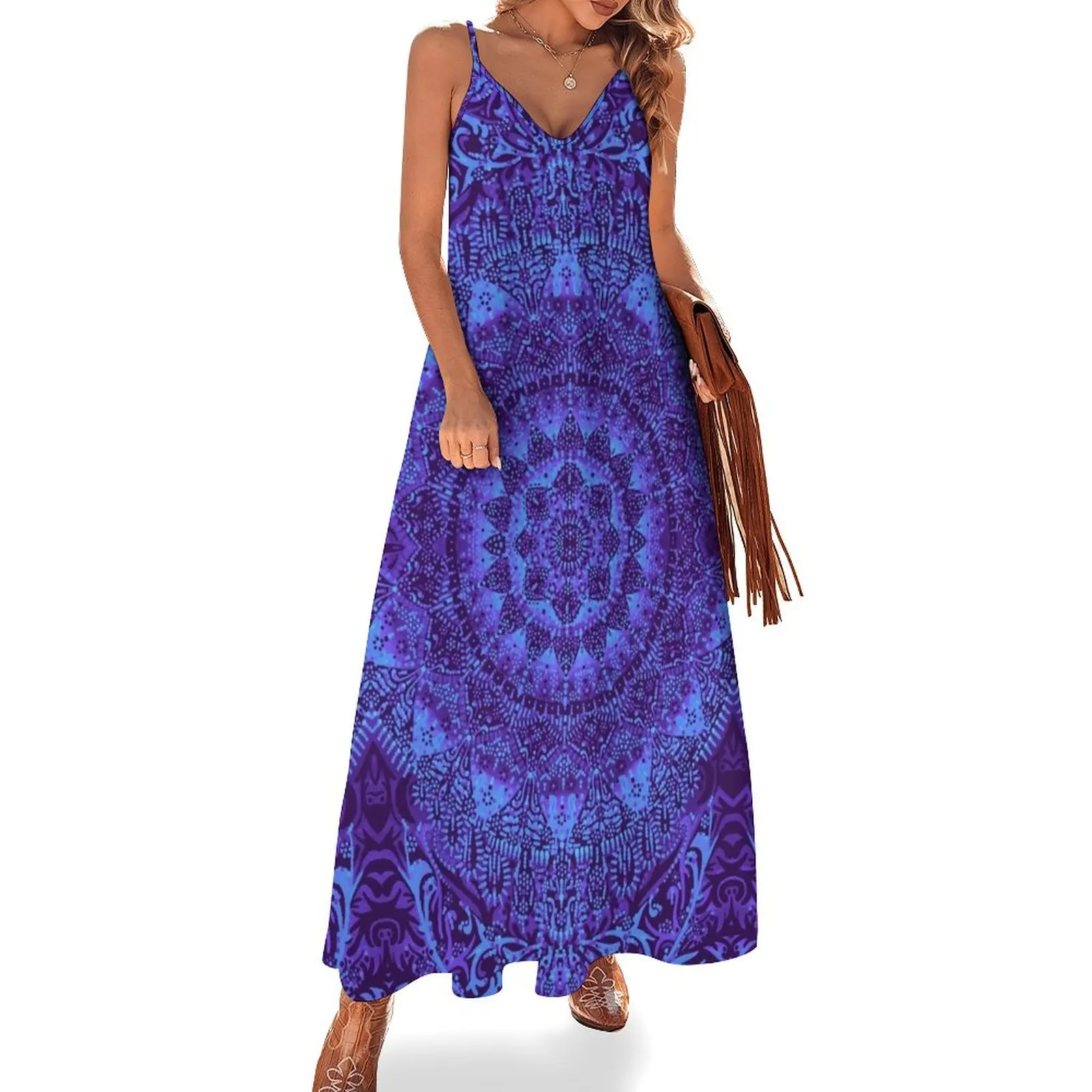 

Indigo Mandala Sleeveless Dress long dress women summer Beachwear