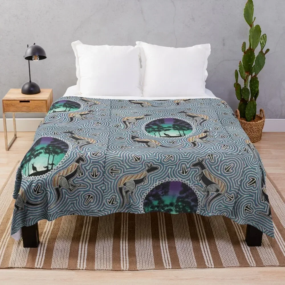 Kangaroo dreaming Dawn hunting Throw Blanket Soft Big Luxury Brand Bed Fashionable Blankets