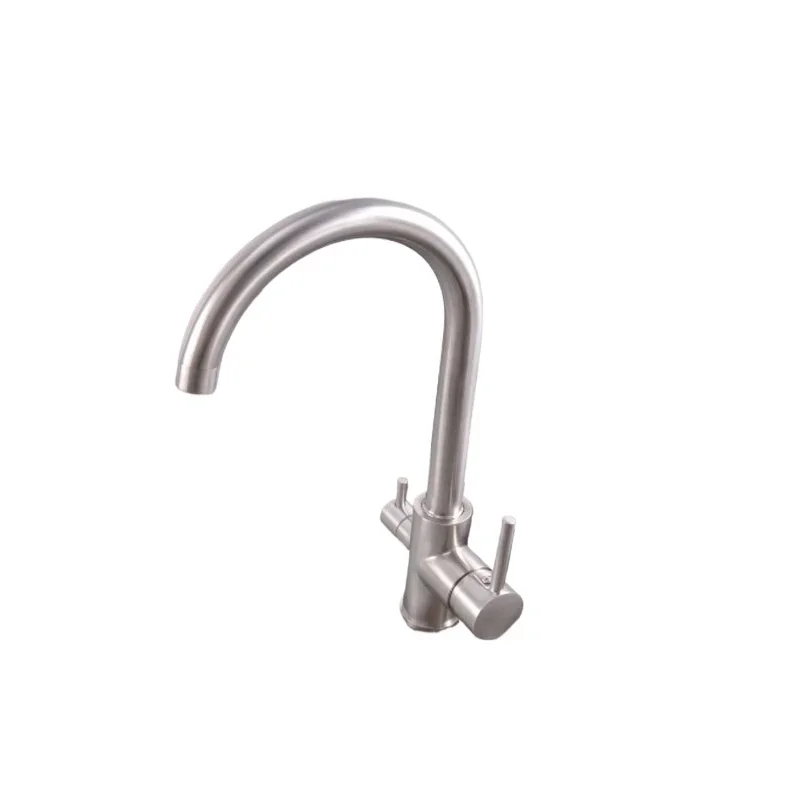 

Brass black nickel brushed three-purpose kitchen water purification hot and cold faucets, double handle single-hole vegetable