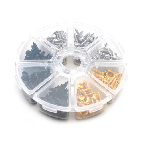 Imagen 2 del producto 400 Uds. Golpeador de guitarra eléctrica, placa de montaje, tamaño de tornillo 3x12mm, Color negro/cromo con caja de almacenamiento, herramienta Luthier