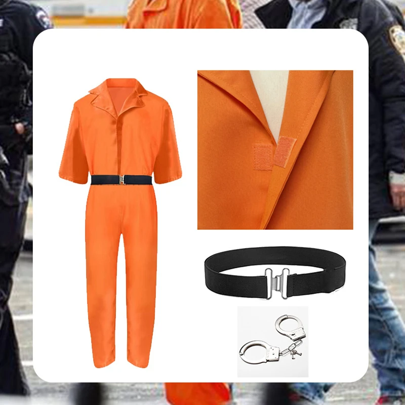 Orange Luigi Gefängnis Uniform Overall Langarm Party Cosplay Kostüm Gefängnis Inmate Outfit Overall Männer Frauen Halloween Kostüm