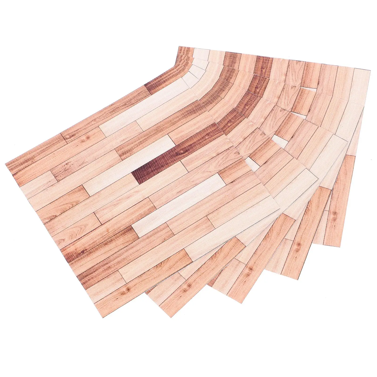 5pcs Self Adhesive Wallboard Wallpaper 10x10cm Dollhouse Mini Retro Floorboards Realistic Wood Grain Pattern Easy Installation