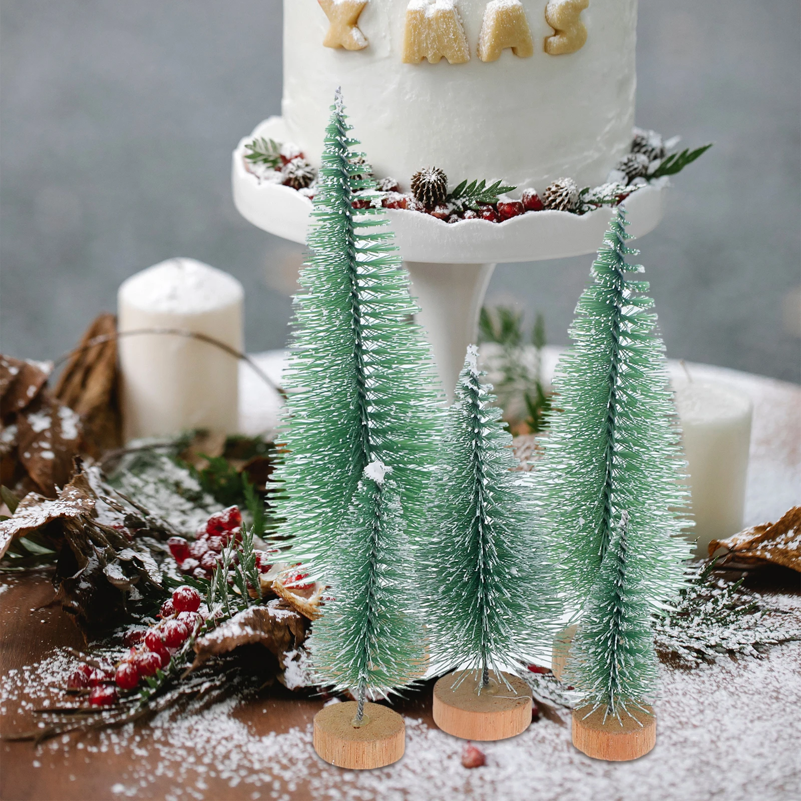 

10 Pcs Mini Christmas Tree Ornaments Tabletop Pine Trees Decoration Small for Crafts Plastic Presents