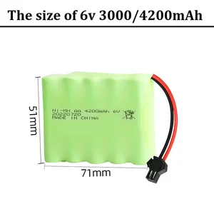 Şarj edilebilir Nimh pil AA çocuk oyuncakları RC 4.8 V 6V 7.2 V 9.6 V 4200mAh 3000mAh arabalar tankları robotlar silahlar gemiler 1 adet Pilin en iyi 10 satışı 6v 2ah-no. 6