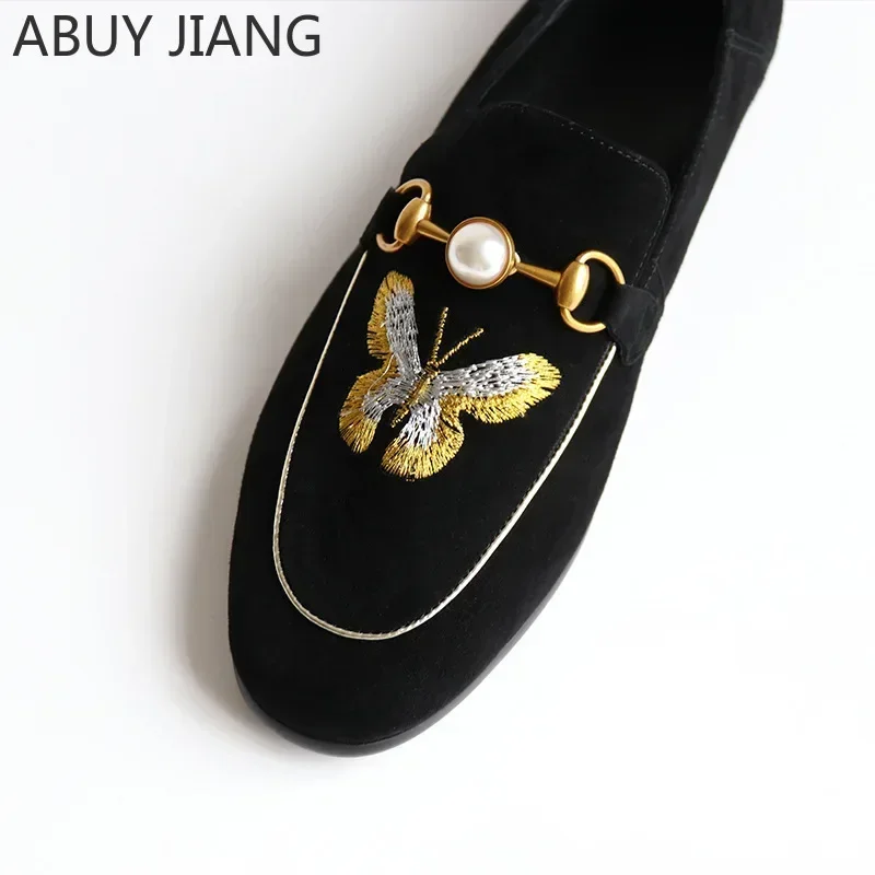 2024 Spring Autumn Pearl Embroidered Bee Women Shoes Flat Shoes Loafers Comfortable Work Flat Shoes Single