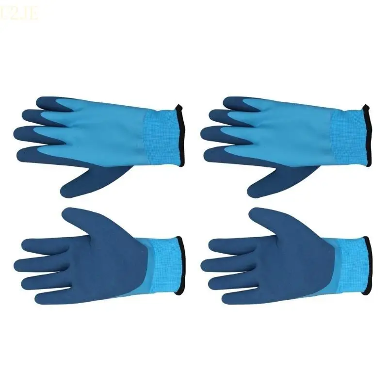 U2JE 1 Pair/2 Pair Double Latex Coated Anti Slip Grip Freezer Gloves for Men Women Waterproof Thermal Work Gloves for Winter