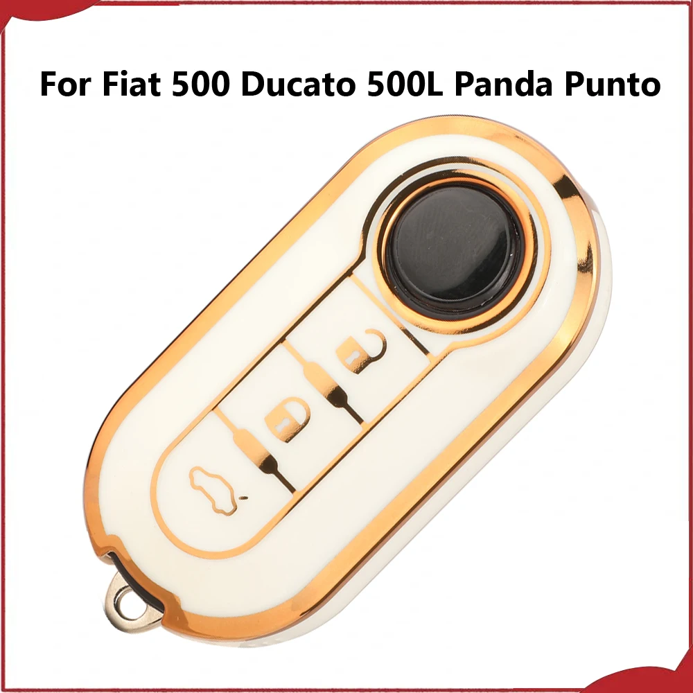 Jingyuqin Neue 3-Tasten-Autoschlüsselhülle aus weichem TPU für Fiat 500 Ducato 500L Panda Punto Lancia Musa Peugeot Boxer Citroen Jumper