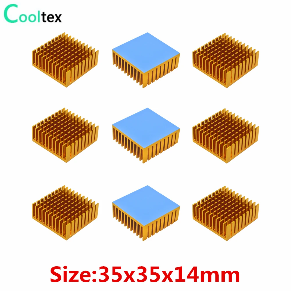 

10pcs 35x35x14mm Aluminum Heatsink Radiator Heat Sink For Electronic Chip 3D printe Cooling With Thermal Conductive Tape