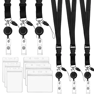 3er-Pack einziehbare Ausweishänder und Ausweishalter, Kreuzfahrtschnur mit abnehmbarer Schnalle und vertikal/horizontal, wasserdicht – Detail 1