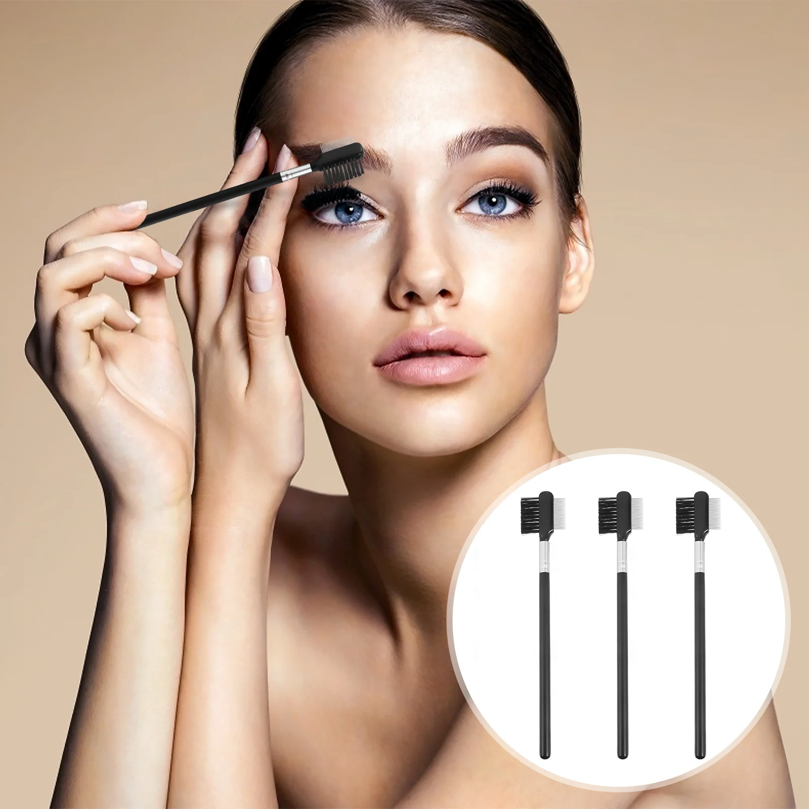 

3 Pcs Double Head Eyebrow Comb Mascara Eyelash Separator Makeup Kit Dual Brush Tool