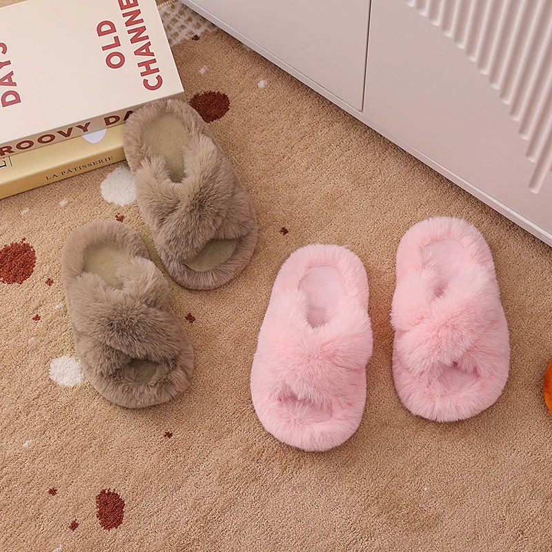 Children\'S Woolen Slipper New Autumn And Winter Home Warm Fleece Thickened Non-Slip Boys And Girls Baby Cotton Slippers