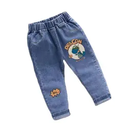 2023 new Children's Fashion Cartoon Jeans Spring and Autumn printing Little Boy Loose Elastic Waist 1-6-year-old Boy Jeans