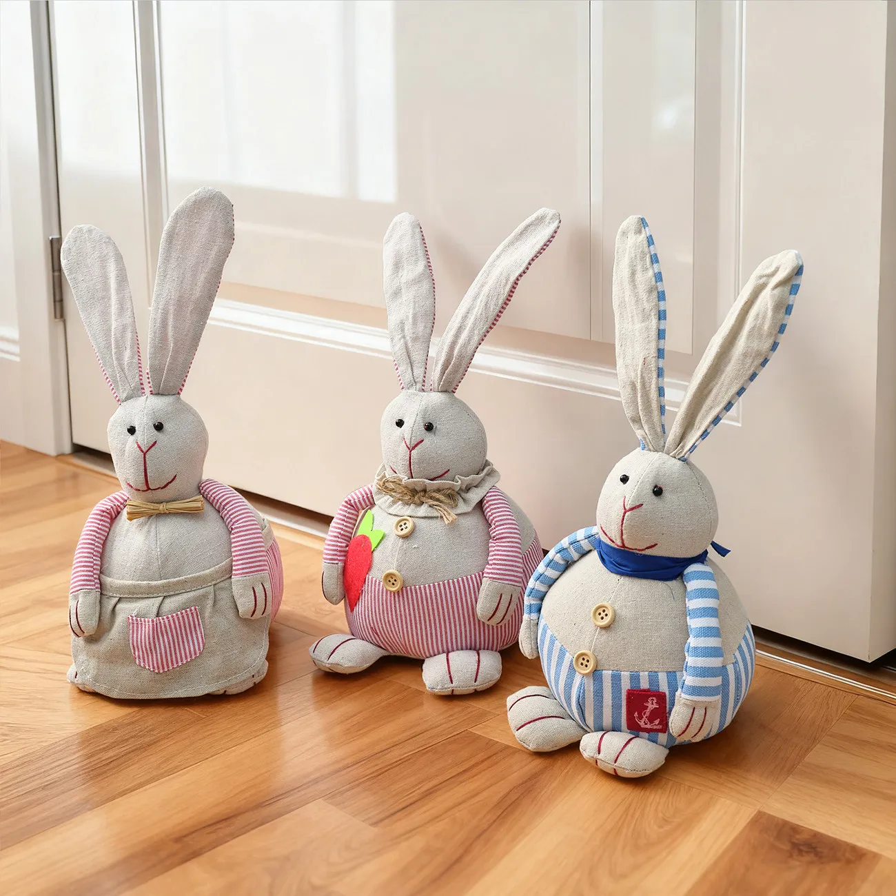 Decorative Door Stops for Home and Office, Rabbit Weighted Interior Doorstop Fabric Stuffed Animal Door Stopper Floor Decorative