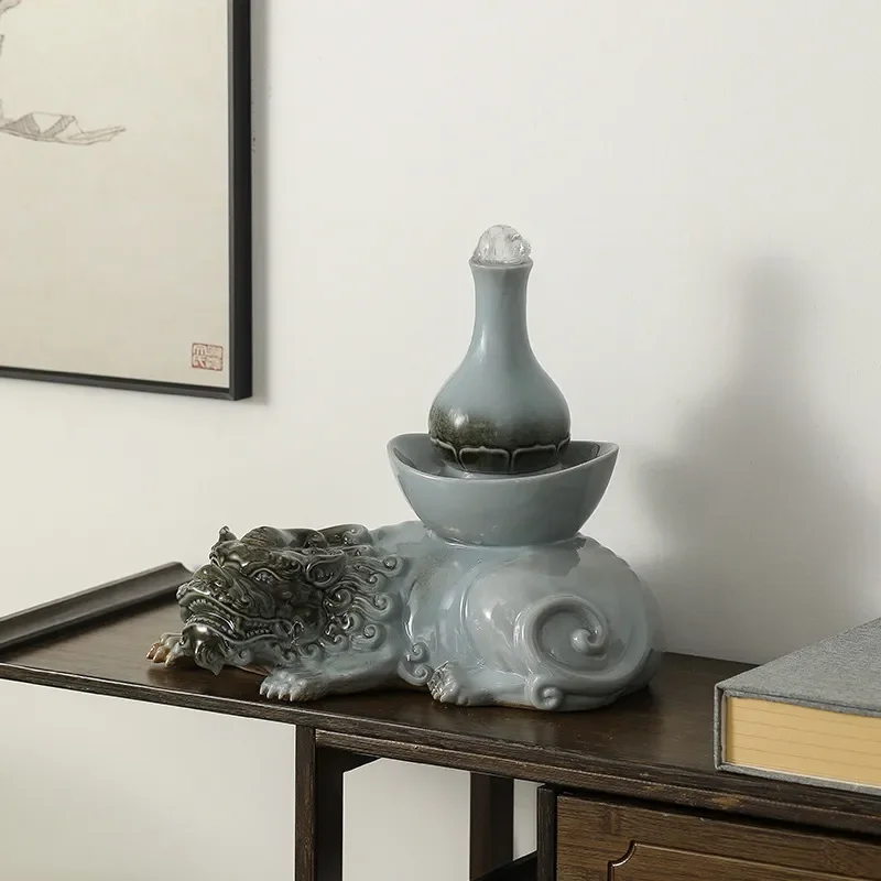 Chinese Pixiu Lucky Circulation Water Transfer Ball Ornament for Housewarming Gifts Household Entrance Living Room