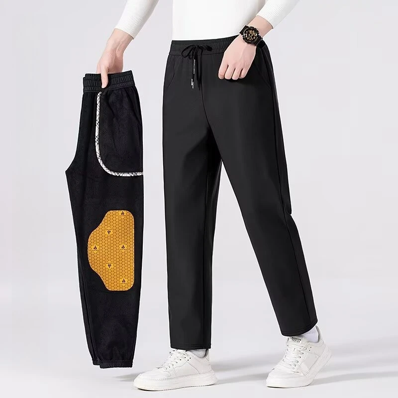 

Зимние мужские повседневные брюки для бега, эластичные удобные теплые спортивные штаны, утепленные прямые брюки для кемпинга, скалолазания, катания на лыжах, пешего туризма