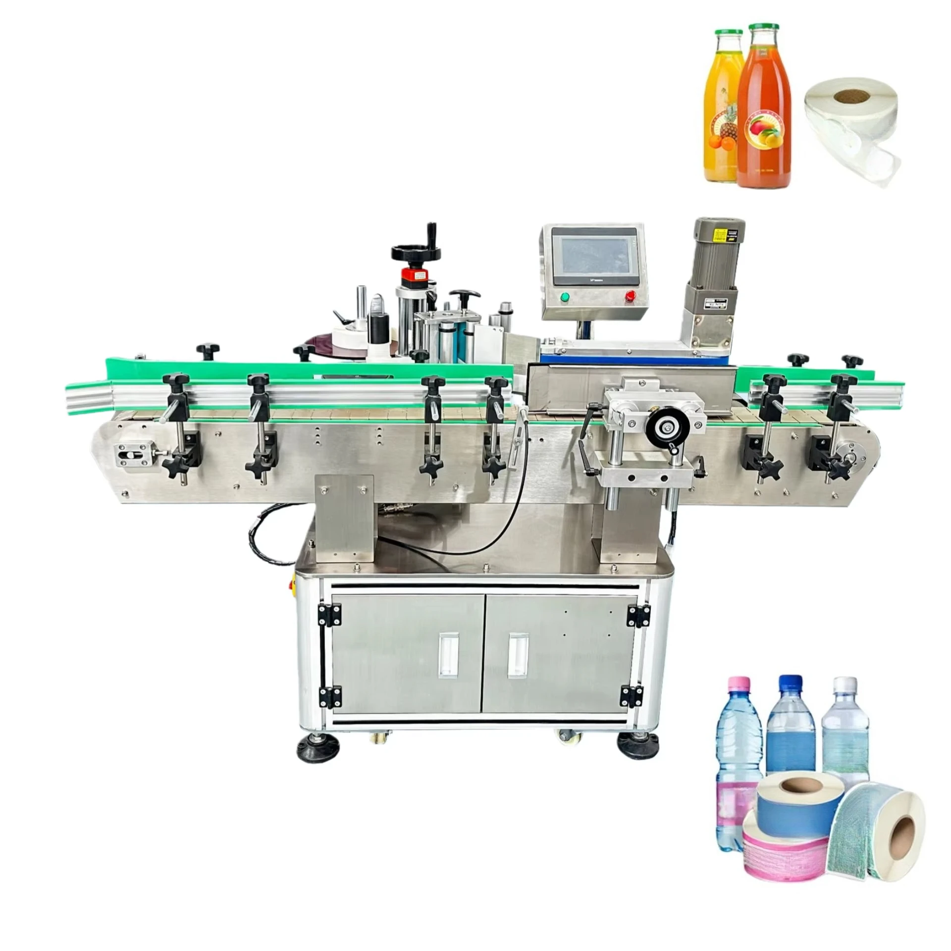 Electric Automatic Can Jar Barrel Wrap Around Labeler Adhesive Sticker Applicator Glass Plastic Water Bottle Labeling Machine