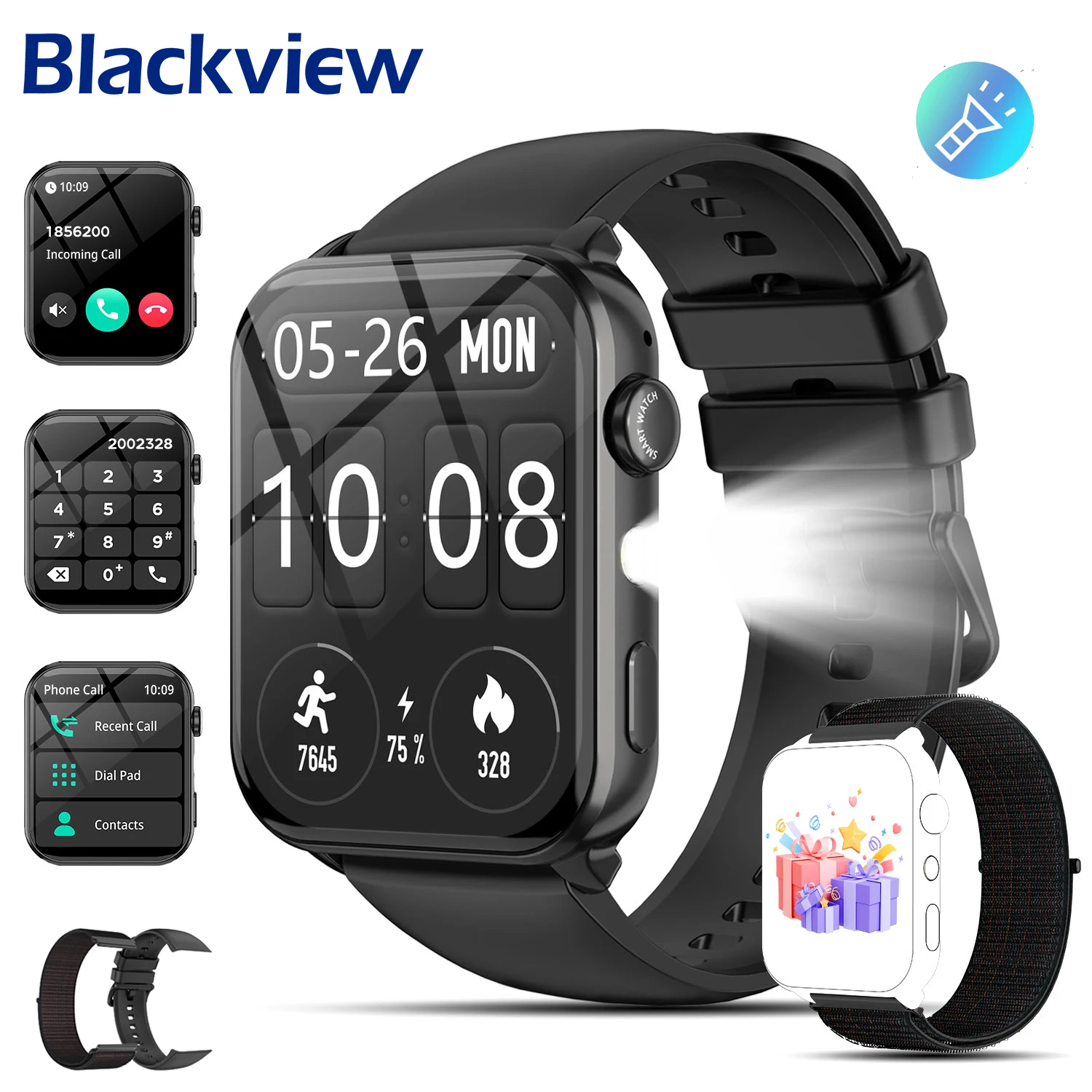 

Новые умные часы Blackview R30 Max 2025 со светодиодным фонариком, 1,91-дюймовый TFT-экран, монитор здоровья, Bluetooth-часы для мужчин и женщин, подарки