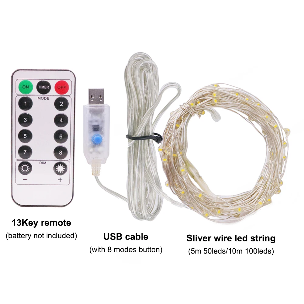 5V USB LED String Light 5M 10M Copper Wire Christmas Fairy Light Remiote Control Holiday Light Wedding Party Decor Waterproof