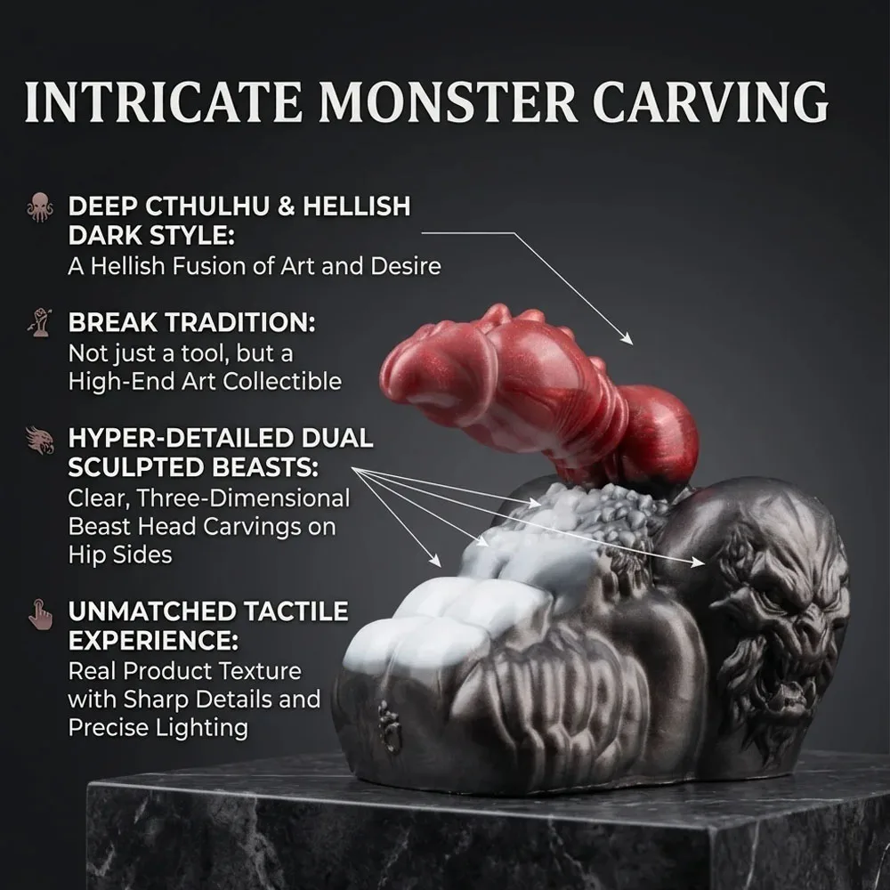 GEEBA Realistic Black Red Monster Male Stroker Cup 현실적인  Textured Demon Scale Vagina Pocket Pussy Adult Onahole Sex Toy for Men view 3