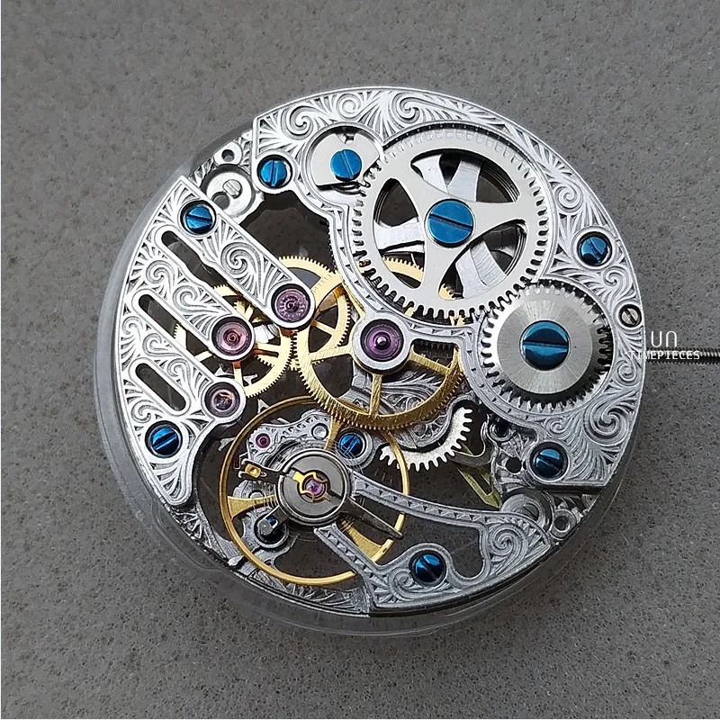 44mm NEW GEERVO skeleton men watch hand winding ST3600SK Hollow out movement mechanical watch fashion wristwatch leather GR12-22