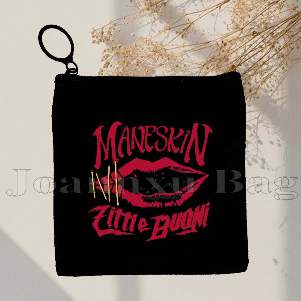 Maneskin Damiano David Italia Music Band MAMMAMIA Victoria Damian Fan Birthday Gifts Canvas Coin Purse Key Case Bag Wallet Pouch