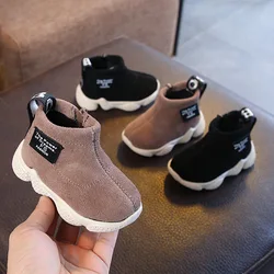 Children's Boots Winter Genuine Leather Solid Color Soft Bottom Padded Children's Shoes 0-3 Years Old Baby Warm Sports Shoes