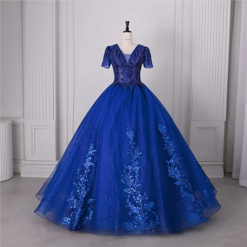 

Colorful lace grand hem puffy art examination performance banquet dress
