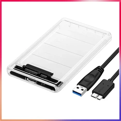 USB 3.0 3.1 External Hard Drive Enclosure 2.5 Inch SATA to USB3.0 UASP Clear Portable Hard Drive Case HDD Tool-Free Transparent