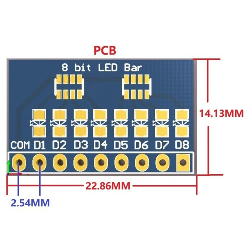 3.3v 5v 8 bits azul cátodo comum módulo indicador led kit diy para arduino nano uno raspberry pi 4 nodemcu v3