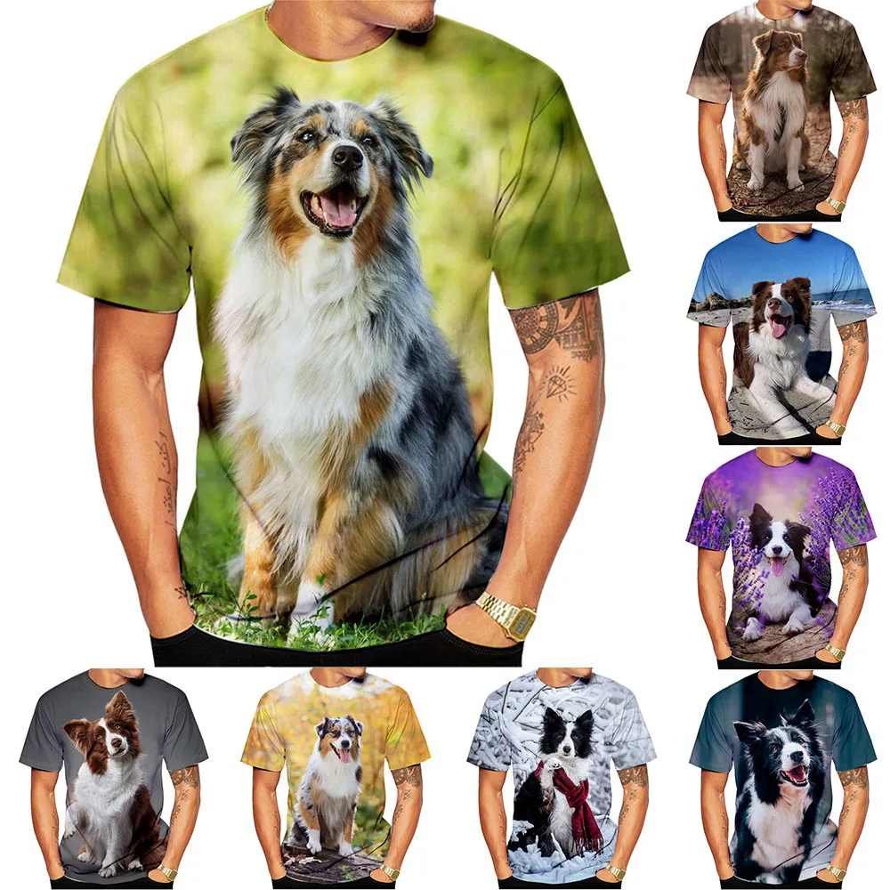 New Fashion Border Collie 3d Printed T-shirt Men\'s and Women\'s Summer Casual Short Sleeve Cute Dog Shirt Top