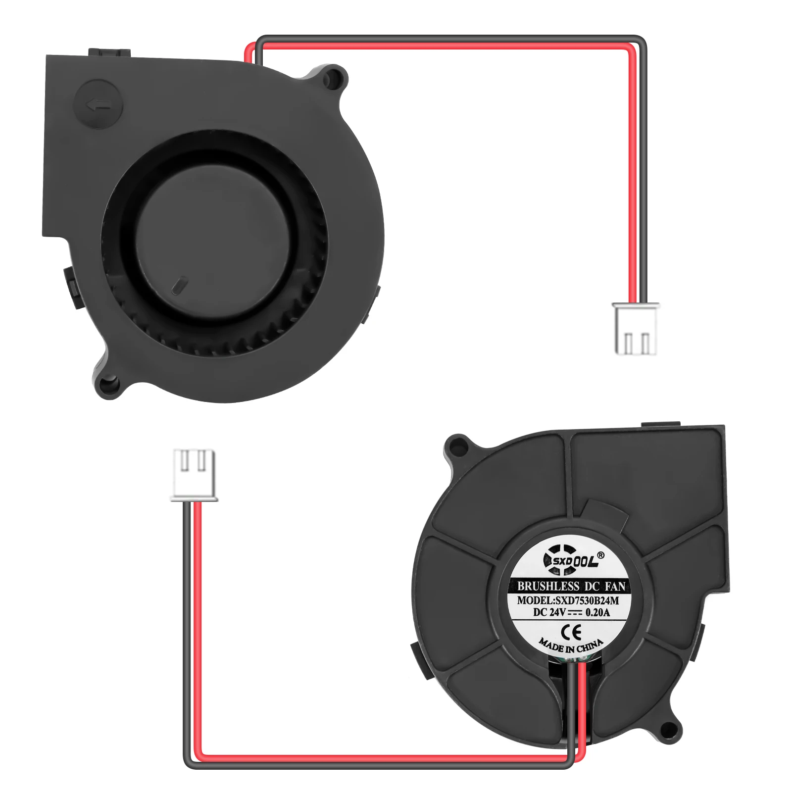 2pcs New SXDOOL DC Brushless Blower Fan 75x75x30mm 24V Dual Ball Bearing 7cm 7530 Centrifugal Radial Air Flow Cooling Cooler Fan