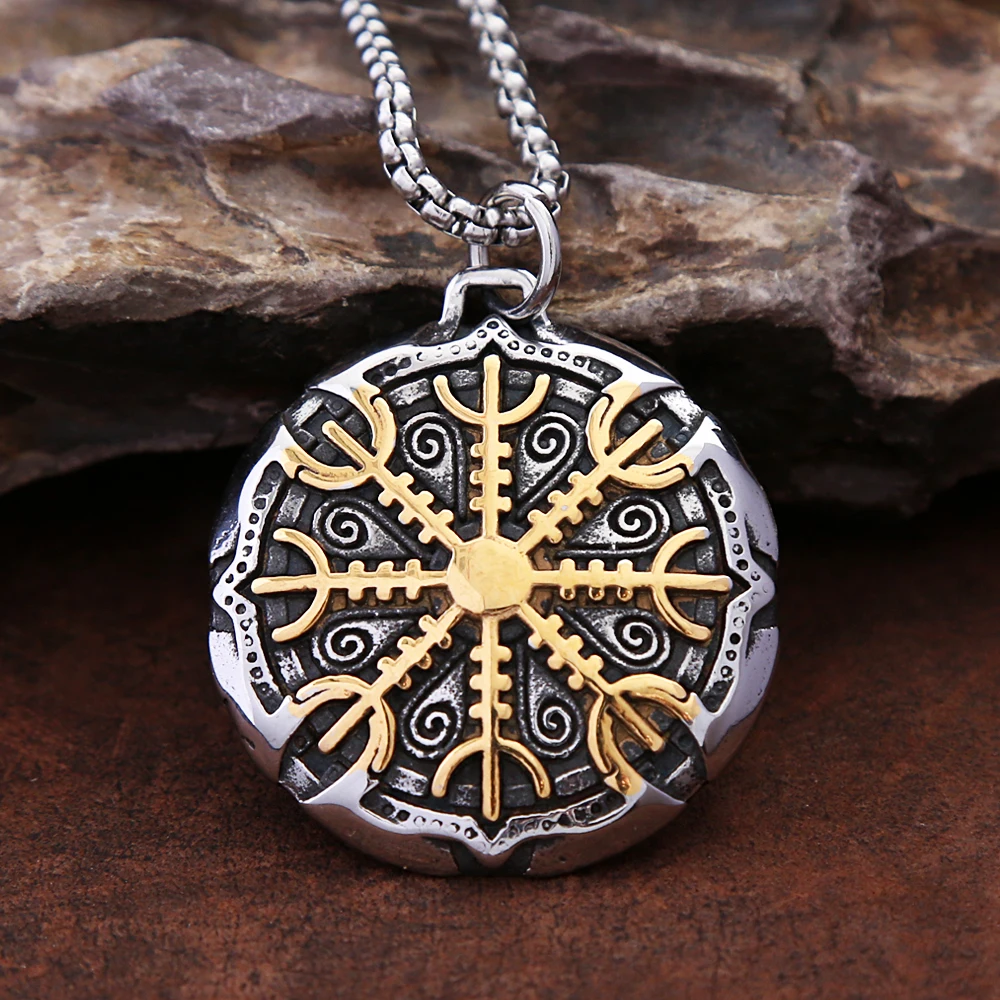 Fashion Vintage Norse Viking Compass collana per uomo ragazzi acciaio inossidabile Vikings amuleto rune ciondolo gioielli regali Never Fade